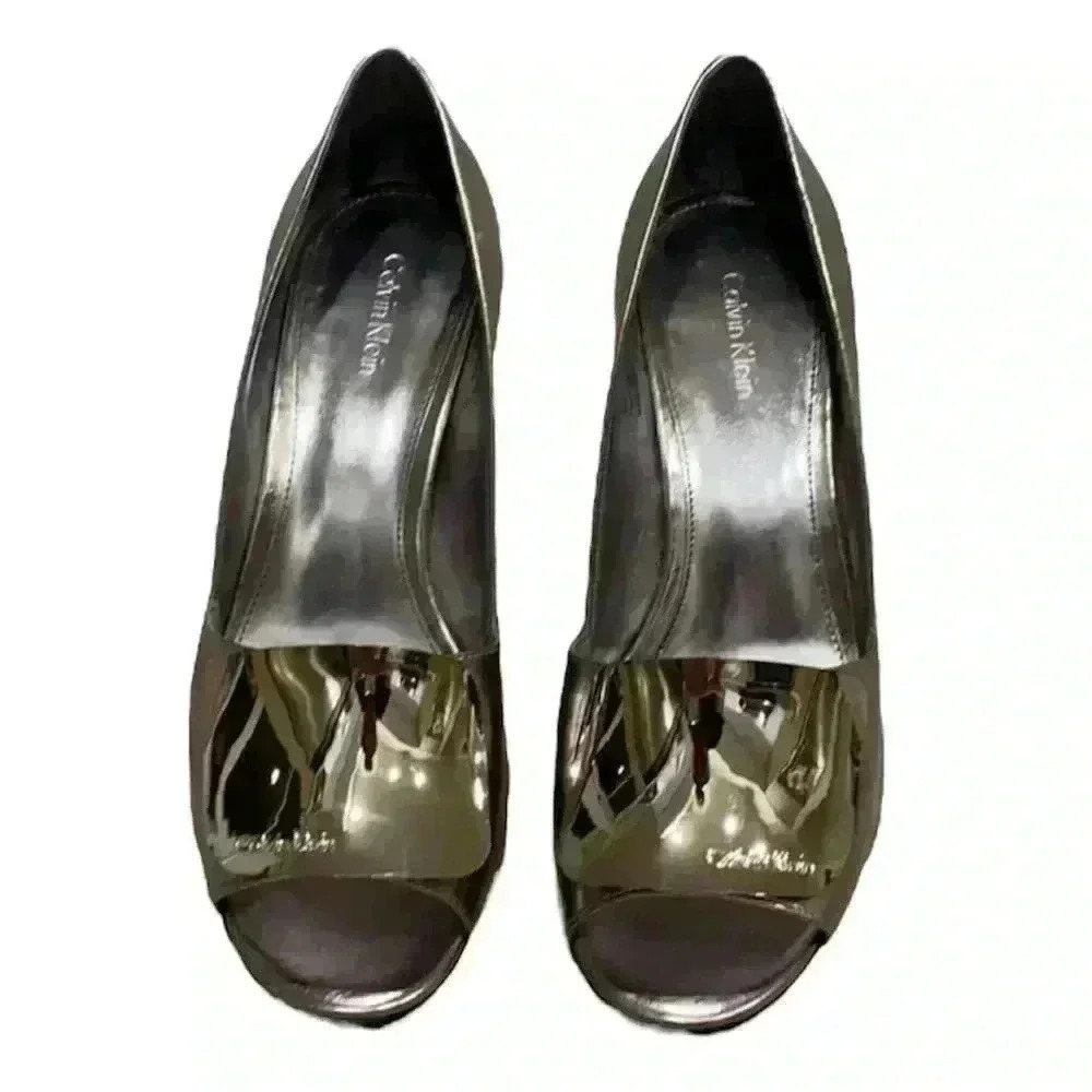 Calvin Klein Maeve Crinkle Metallic Heels